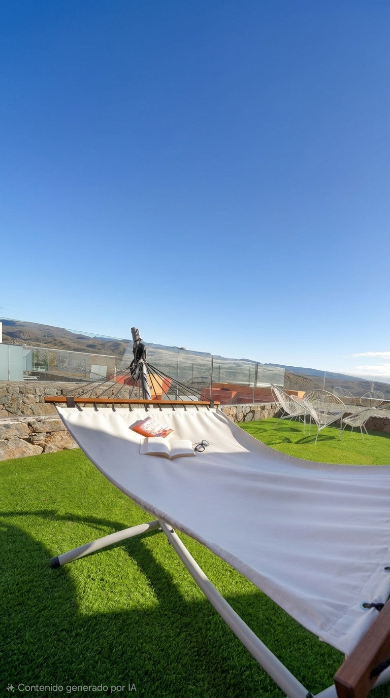 Hammock in the villa's garden with a view of the mountains - Villa Estación 1 - Salobre Resort