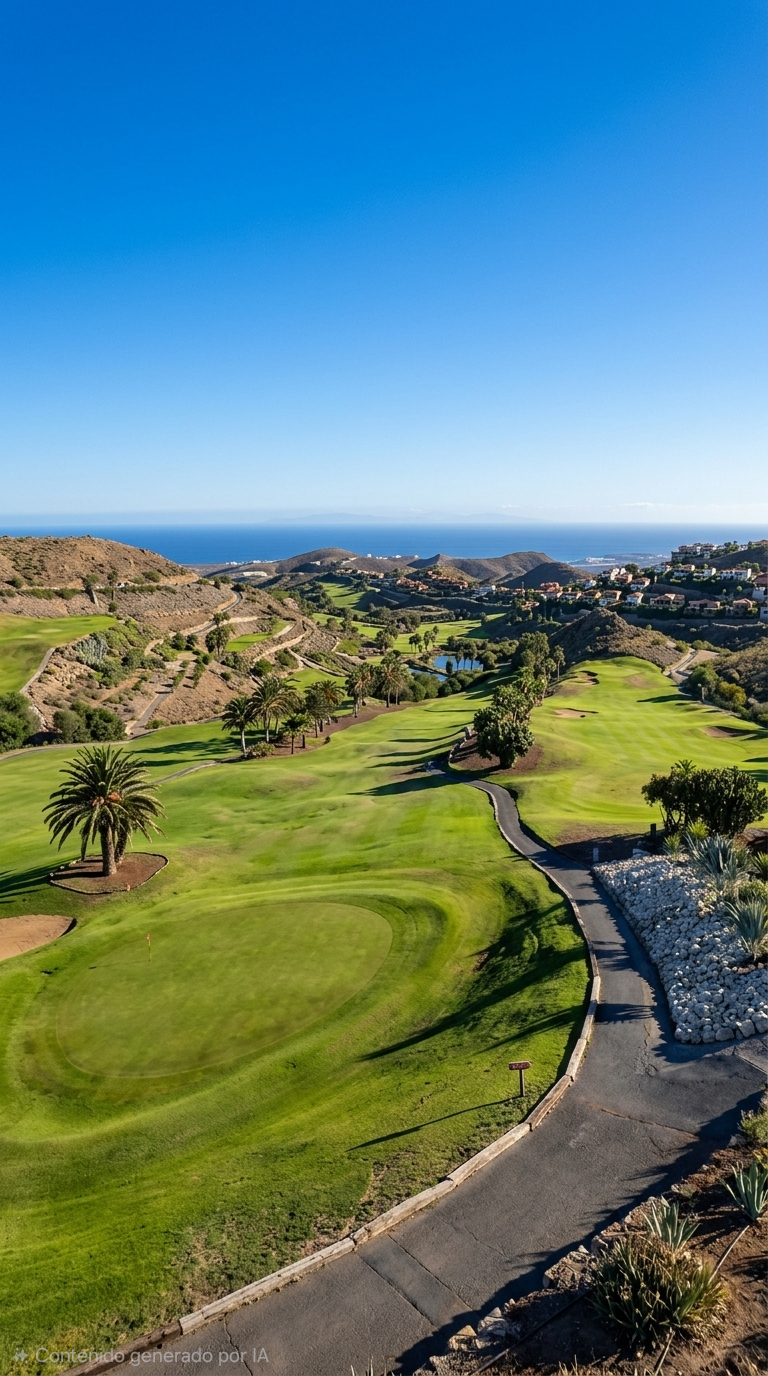 Views of the golf course, the mountains in the distance, and the sea in the background - Villa Estación 1 - Salobre Resort